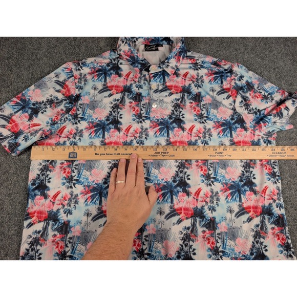 Sunday Swagger Polo Shirt Mens XL Floral Hawaiian AOP Golf Performance - Picture 4 of 7